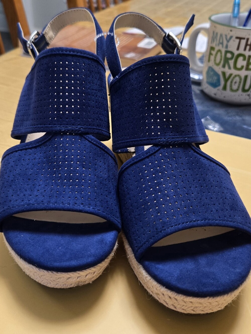 Liz Claiborne Navy Blue Espadrille Wedge Sandals